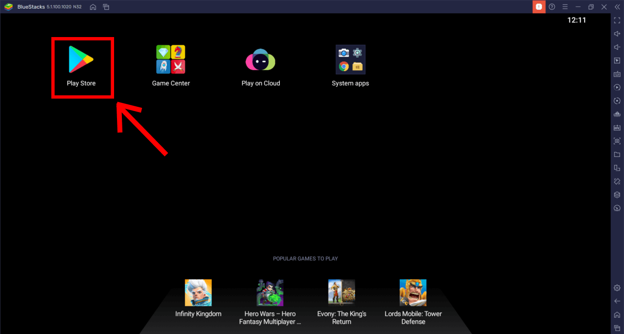 Google Play Store icon on BlueStacks